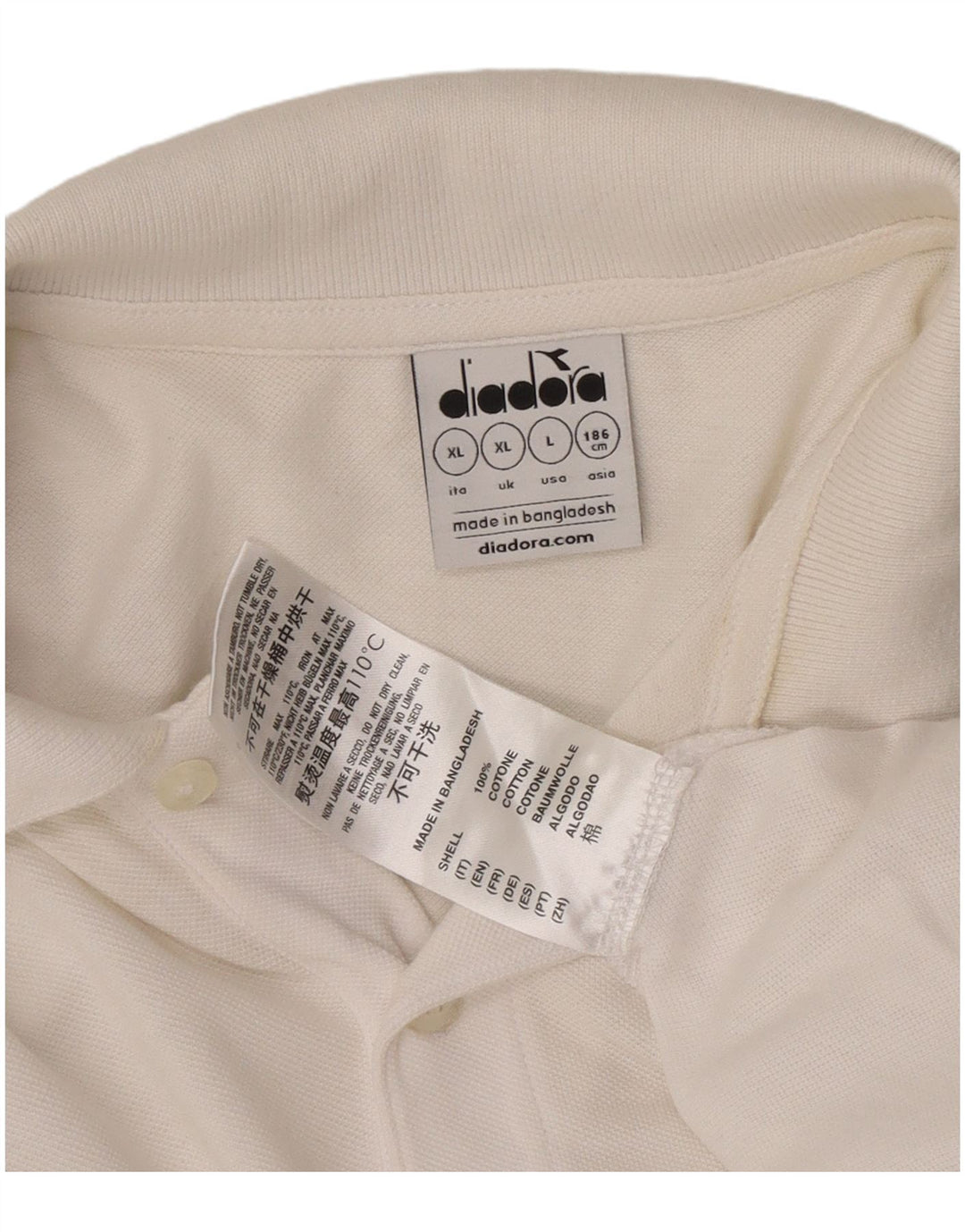 Diadora herre poloshirt XL hvid bomuld