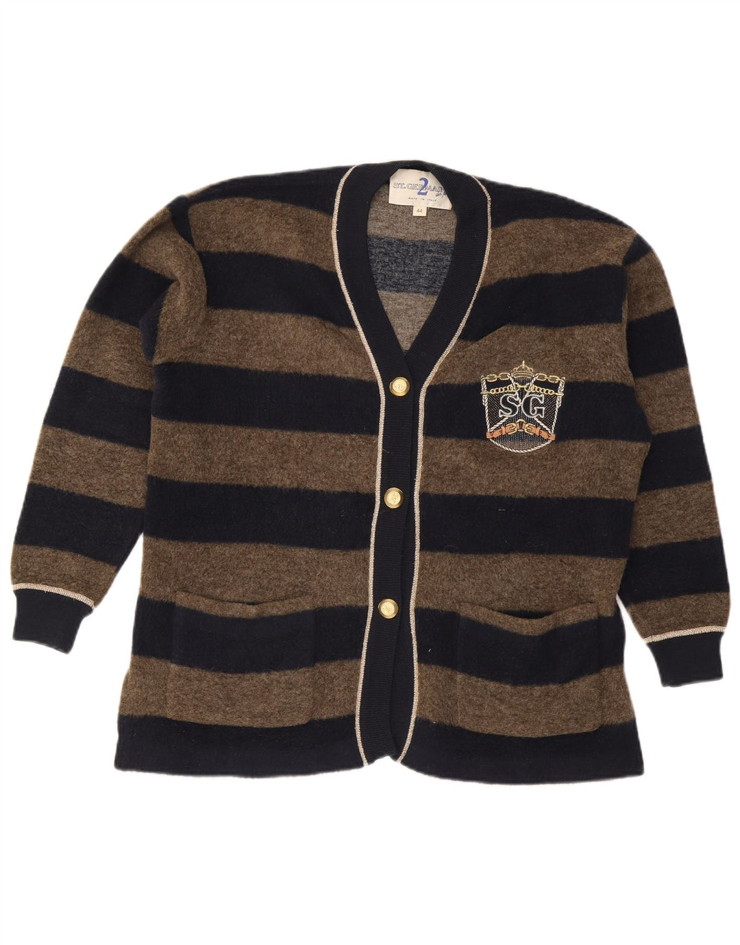 Vintage dame cardigan sweater IT 44 Medium brun stribet