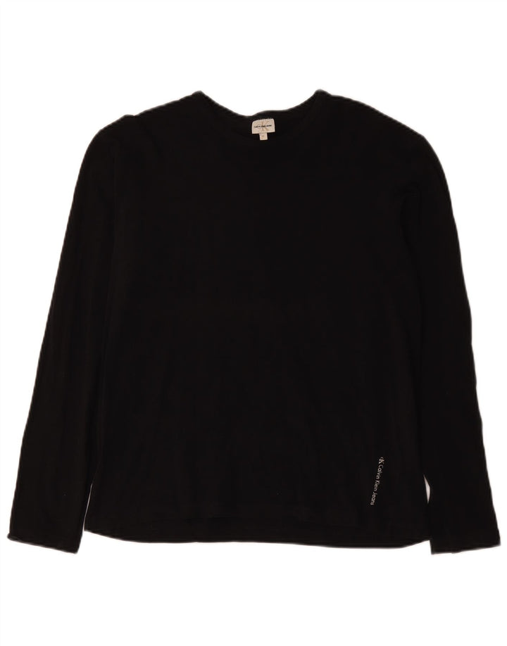 Calvin Klein Jeans Dame Top Langærmet UK 14 Medium Sort Bomuld
