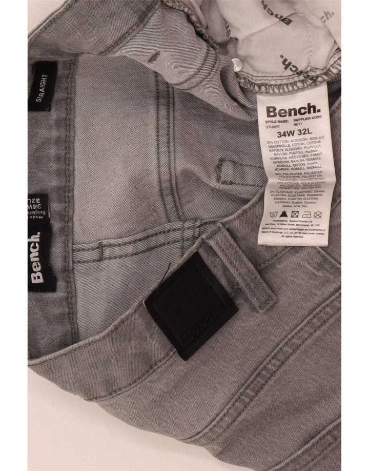 Bench Straight Jeans til mænd W34 L32 Grå Bomuld