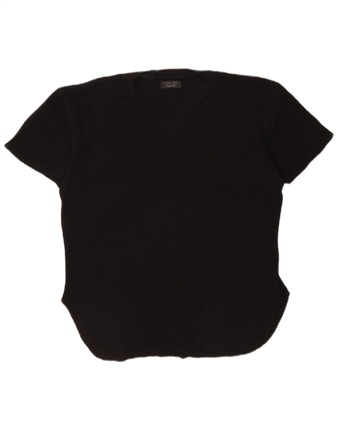 Zara Herre T-Shirt Top Stor Sort Bomuld