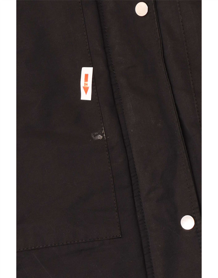 Zara Dame Hooded Parka Jacket UK 14 Medium Sort Bomuld