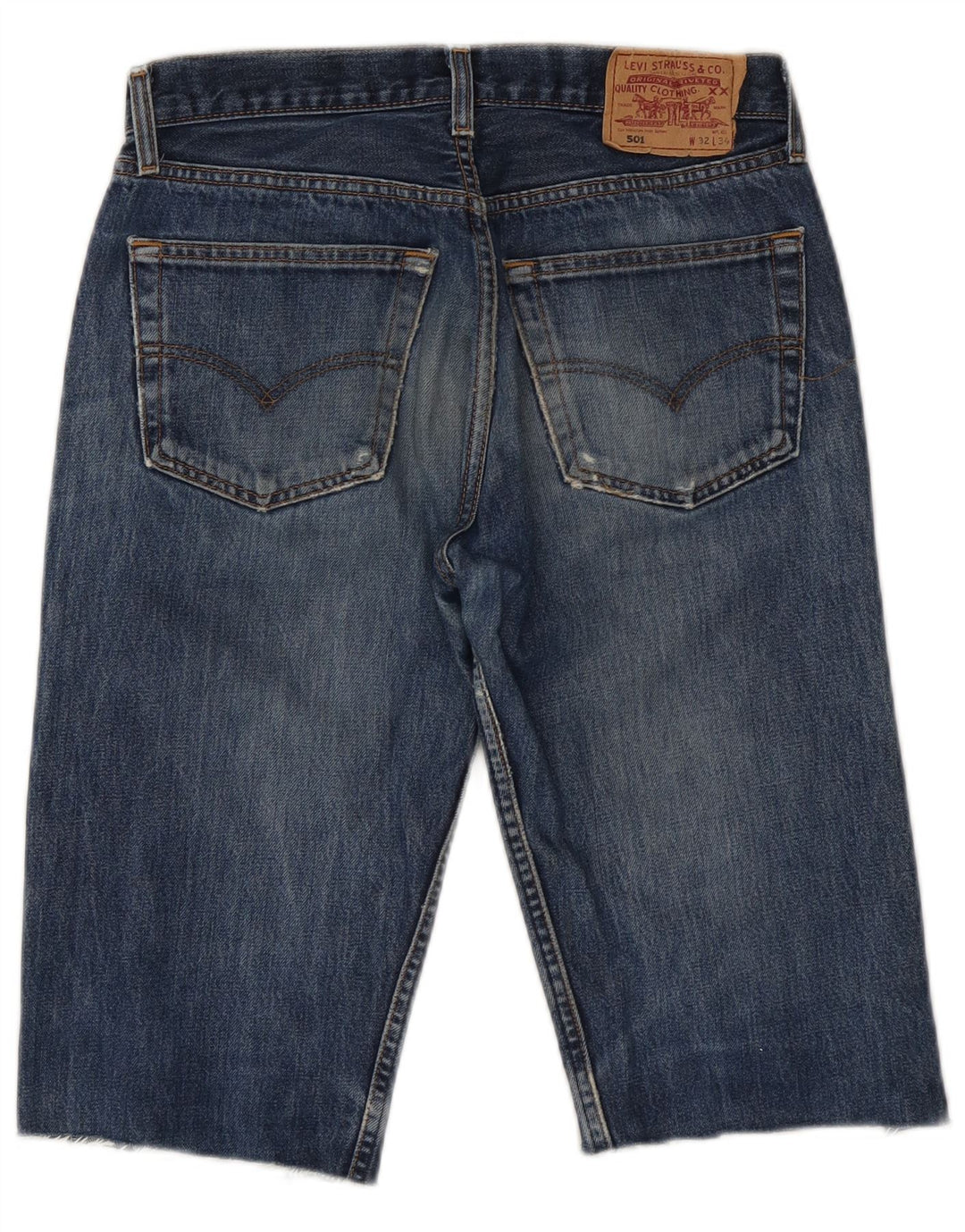 LEVI'S Herre 501 Denim Bermuda Shorts W32 Medium Blue Bomuld