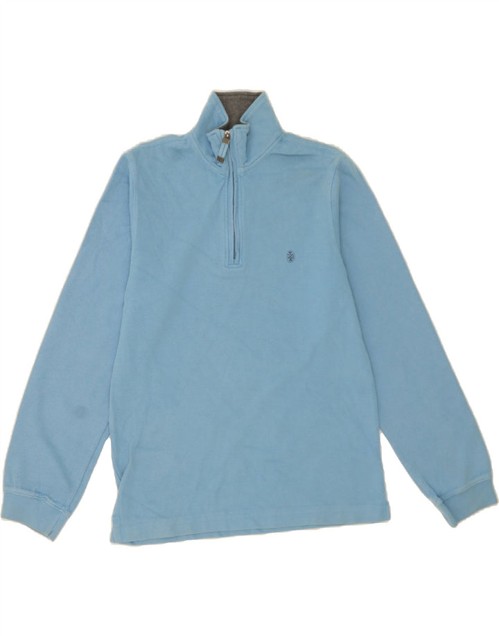 IZOD Mens Zip Neck Sweatshirt Jumper Medium Blue Cotton Vintage Izod and Second-Hand Izod from Messina Hembry 