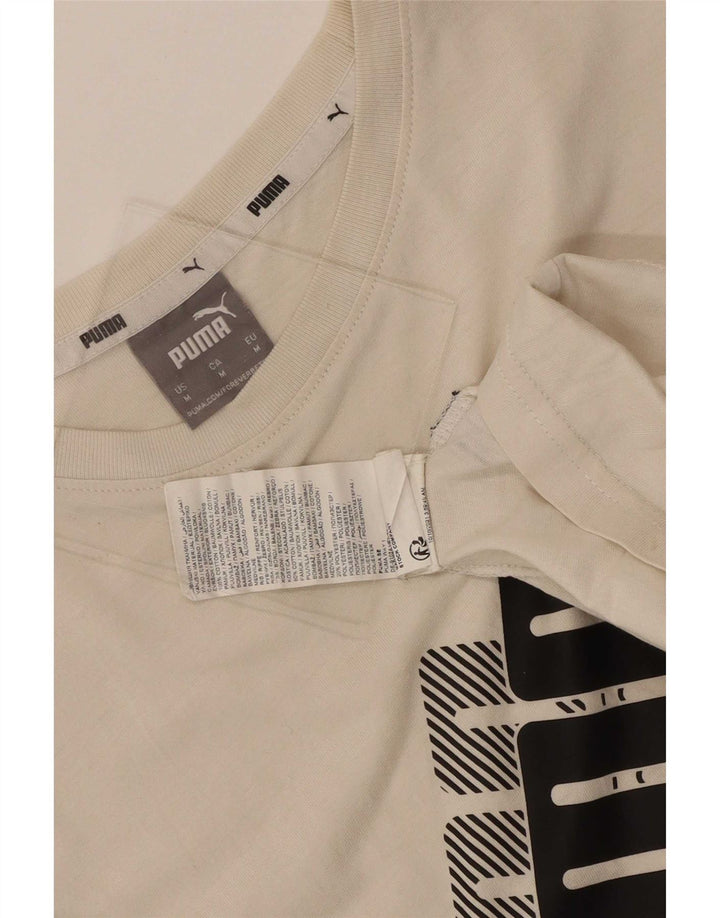 Puma Herre grafisk T-shirt Top Medium Off White Bomuld