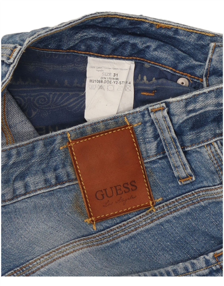 Guess Herre Distressed Straight Jeans W31 L34 Blå Bomuld