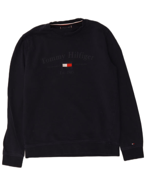 Tommy Hilfiger Mens Graphic Sweatshirt Jumper Large Navy Blue Cotton