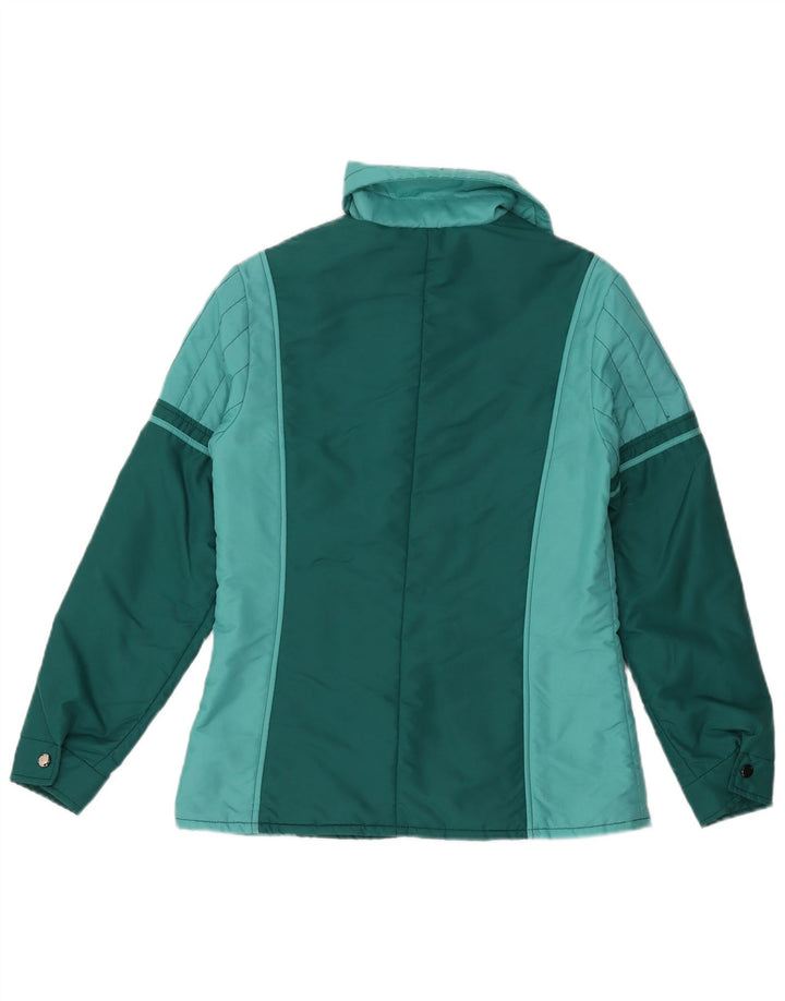 Vintage vindjakke til kvinder, UK 12 Medium Green Colourblock Polyester