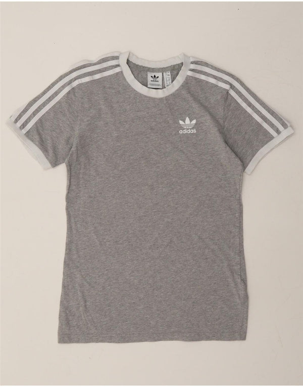 Adidas Womens T-Shirt Top UK 8 Small Grey Flecked Cotton