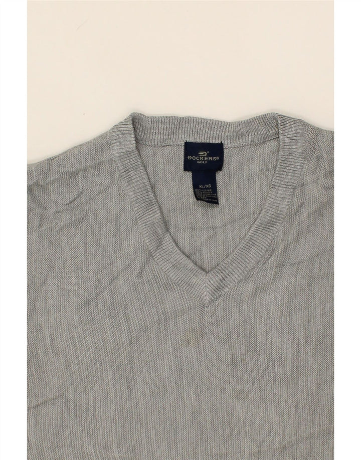 DOCKERS Mens Golf Vest Tank Top XL Grey Acrylic Vintage Dockers and Second-Hand Dockers from Messina Hembry 