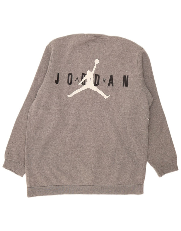 Jordan Herre Grafisk Sweatshirt Jumper Stor Grå Colourblock Bomuld