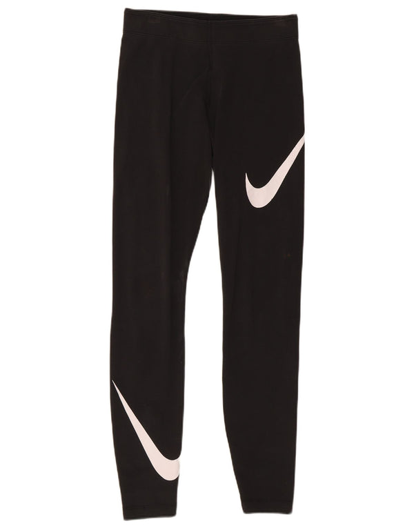Nike Dame Grafiske Leggings UK 8 Small Black Bomuld