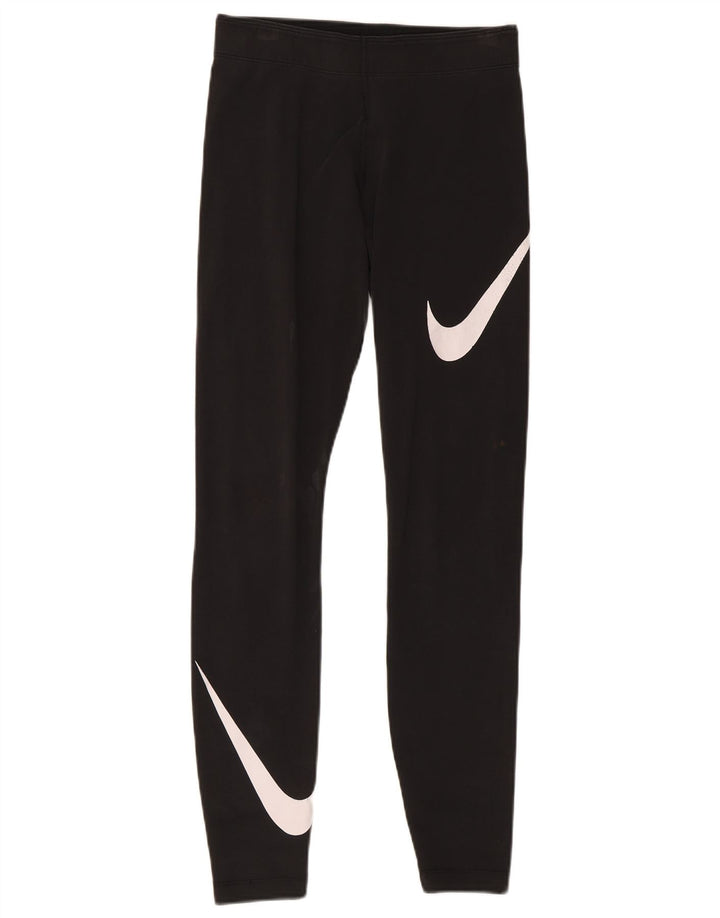 Nike Dame Grafiske Leggings UK 8 Small Black Bomuld