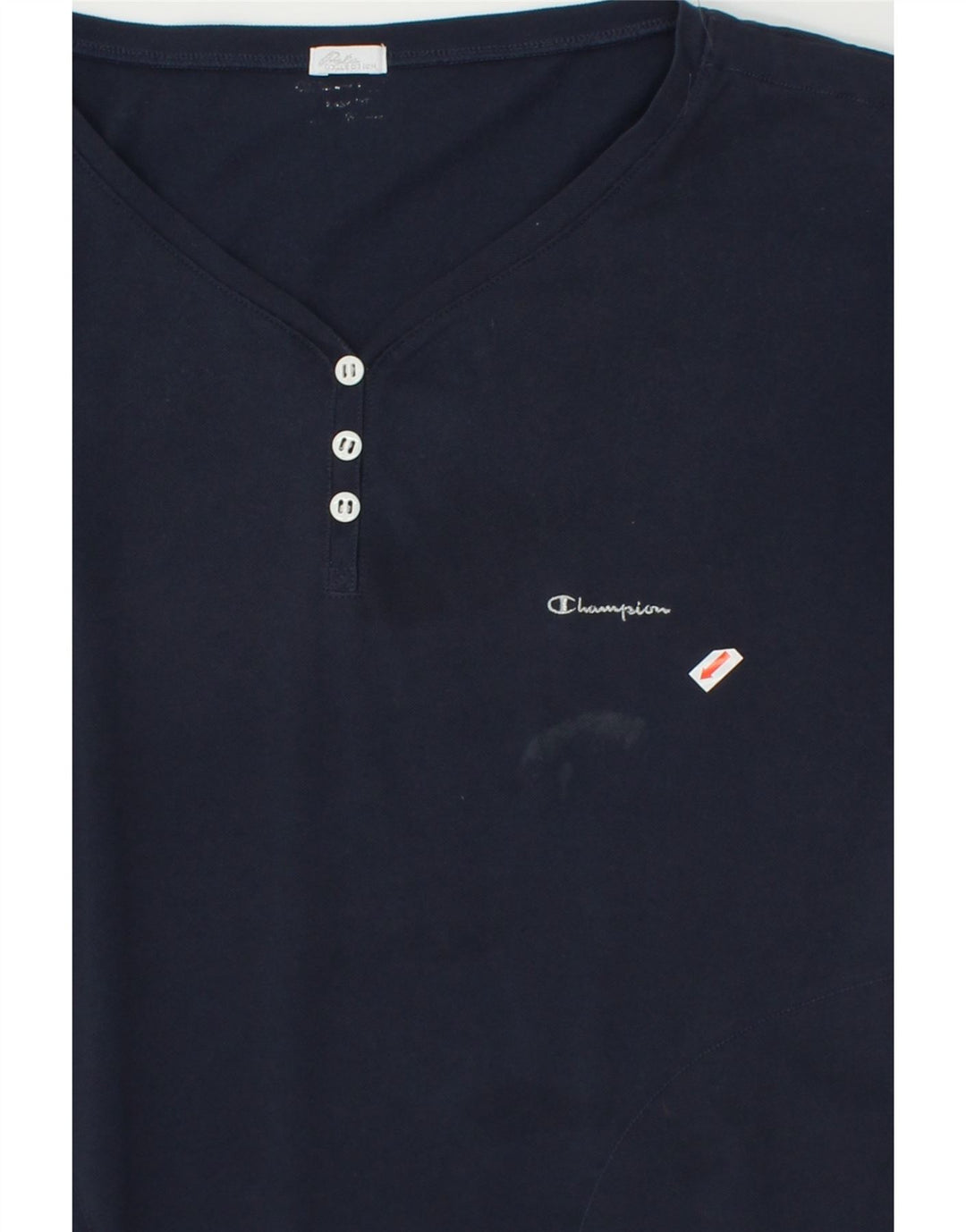 CHAMPION Womens T-Shirt Dress UK 14 Large Navy Blue Polyester | Vintage Champion | Thrift | Second-Hand Champion | Used Clothing | Messina Hembry 