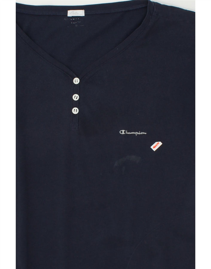 CHAMPION Womens T-Shirt Dress UK 14 Large Navy Blue Polyester | Vintage Champion | Thrift | Second-Hand Champion | Used Clothing | Messina Hembry 