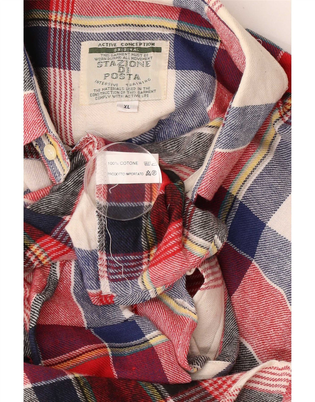 Vintage flannelskjorte til mænd XL flerfarvet ternet bomuld