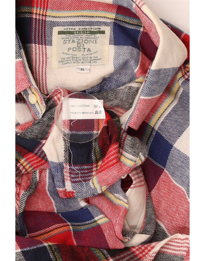Vintage flannelskjorte til mænd XL flerfarvet ternet bomuld