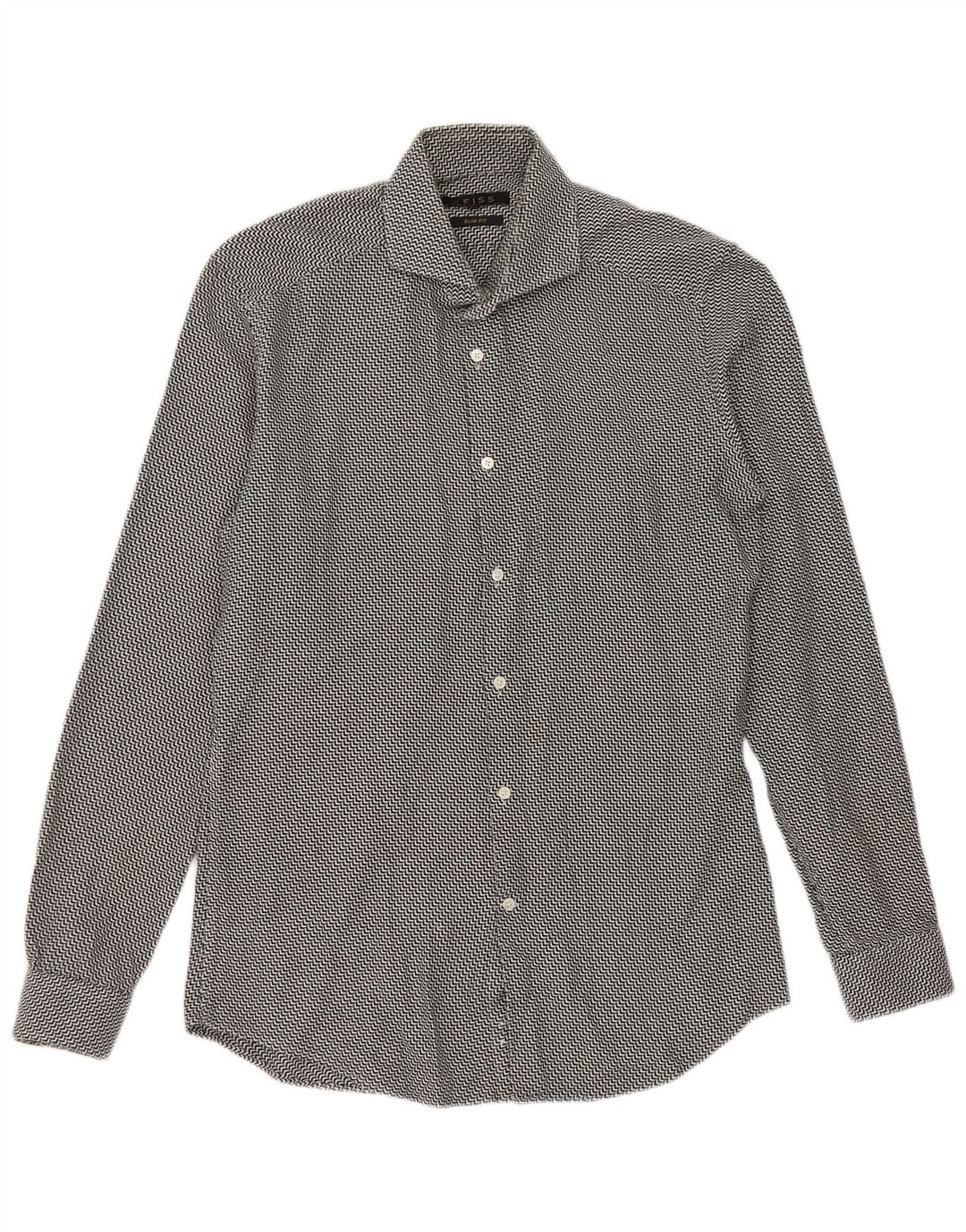 Reiss Herre Slim Fit skjorte Medium Sort Chevron Bomuld