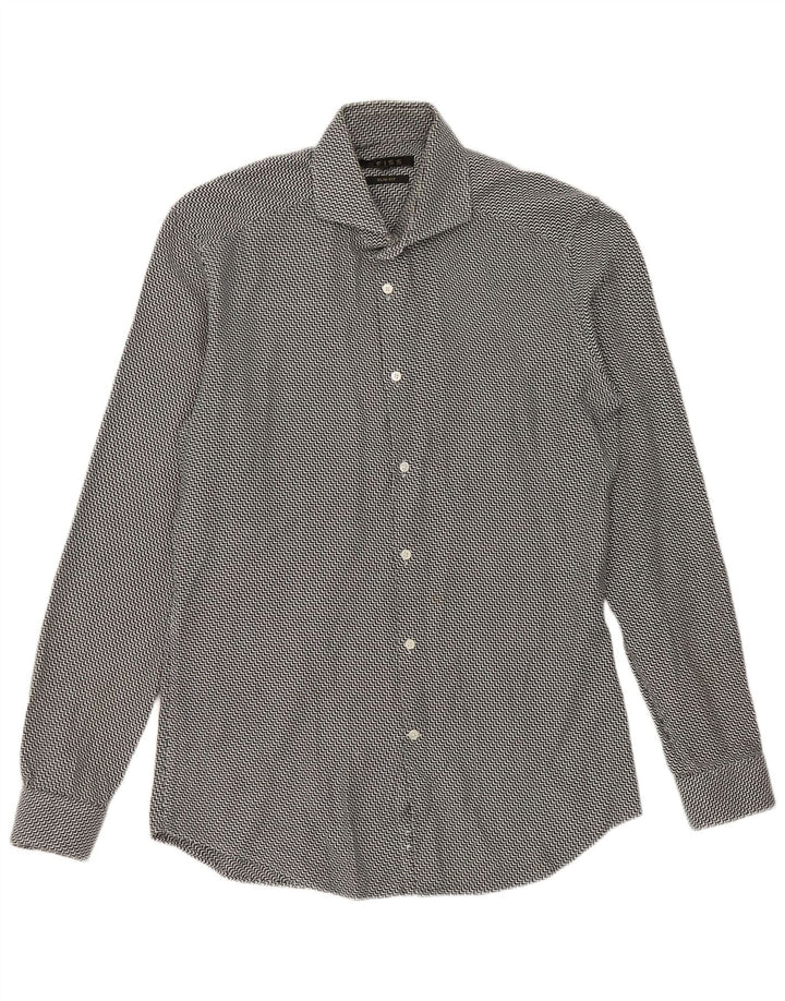 Reiss Herre Slim Fit skjorte Medium Sort Chevron Bomuld