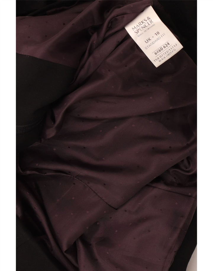 Marks & Spencer Dame Standard Fit Blazer Jacket UK 18 XL Sort Polyester