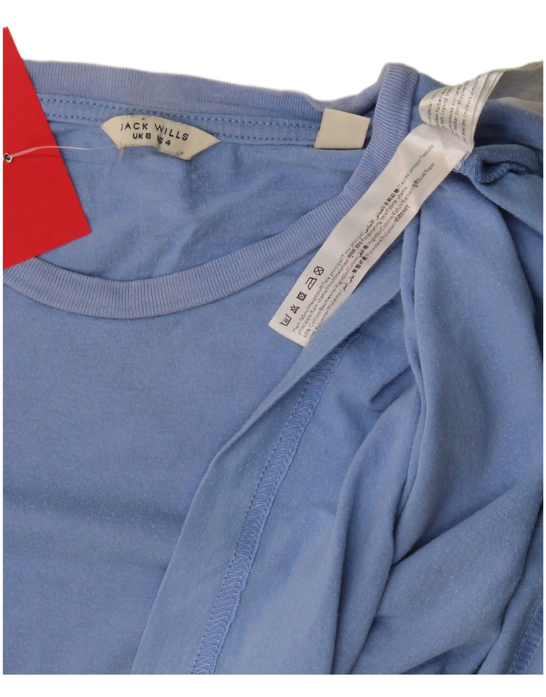 Jack Wills Dame T-Shirt Top UK 8 Lille Blå Bomuld