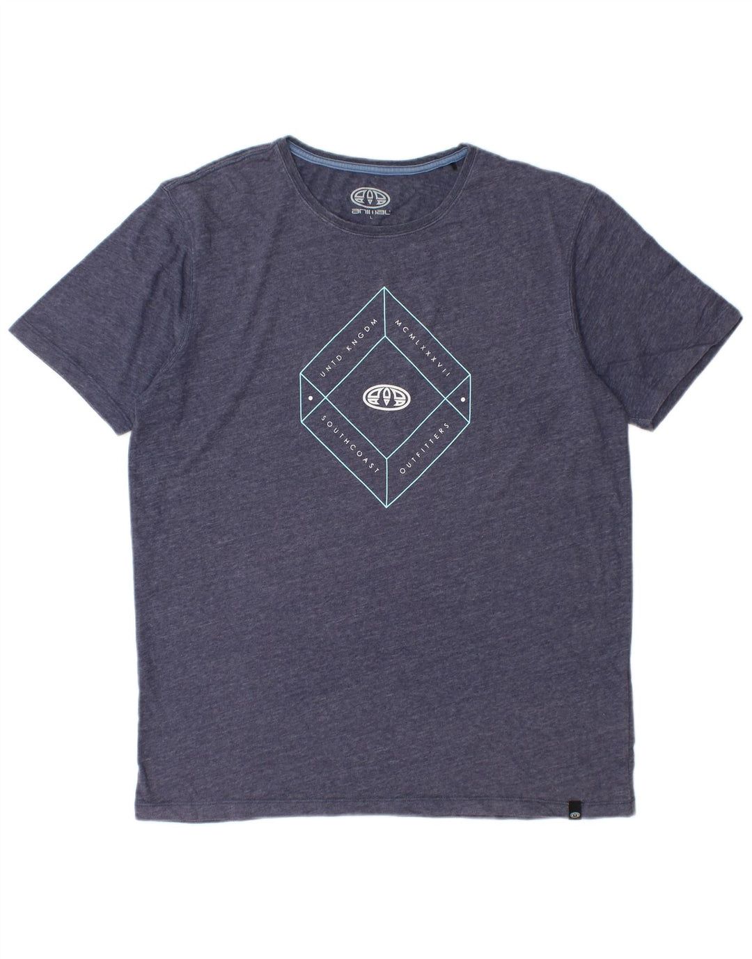 ANIMAL Herre Grafisk T-Shirt Top Stor Marineblå Polyester