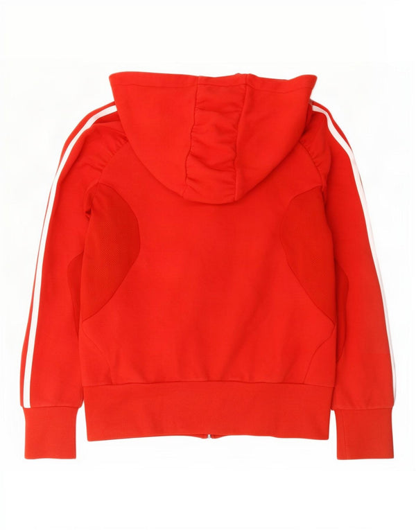 Adidas Dame Climalite Grafisk Hættetrøje Sweater med lynlås UK 12 Medium Rød Bomuld