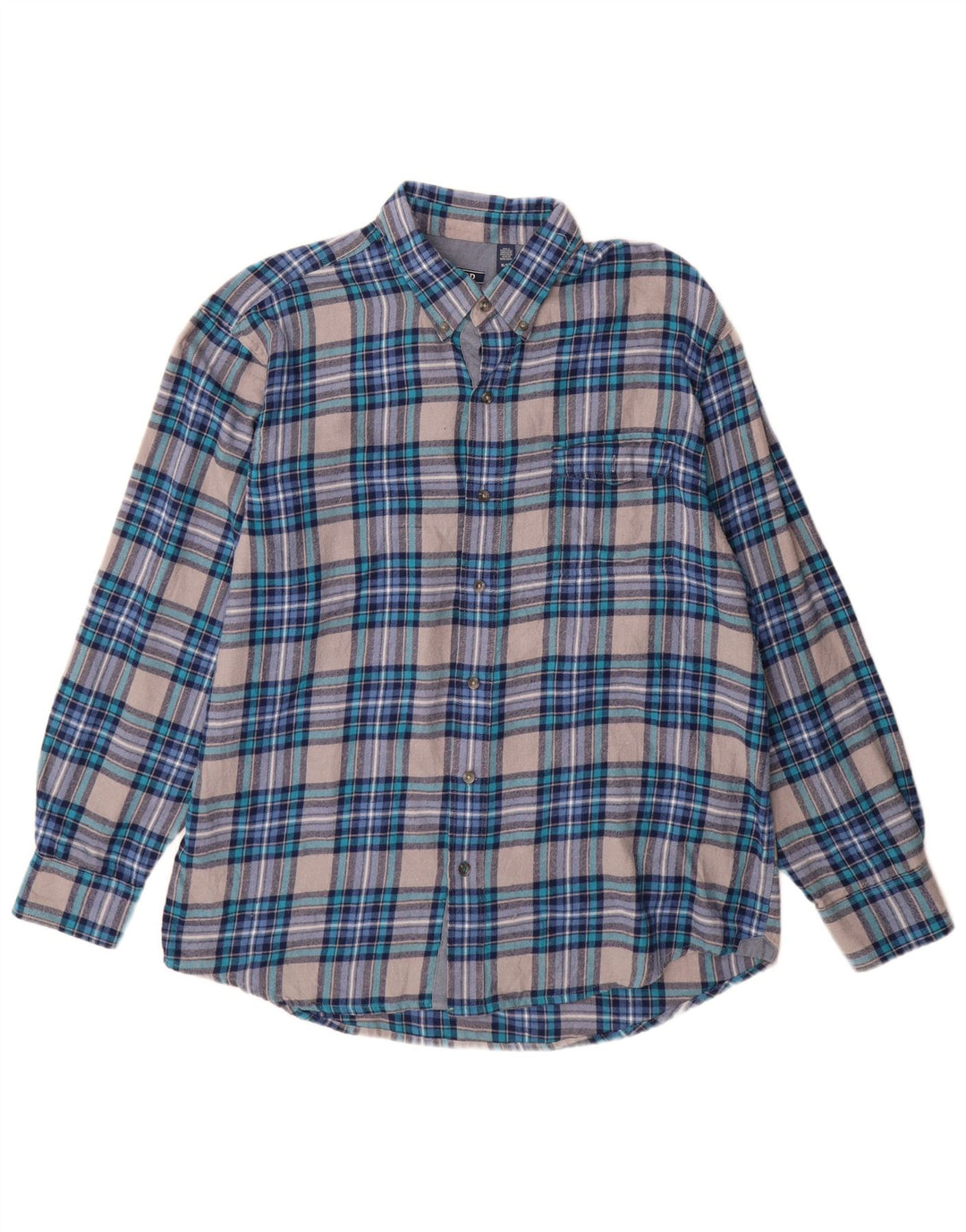 Izod Herre Flanelskjorte XL Blå Ternet Bomuld