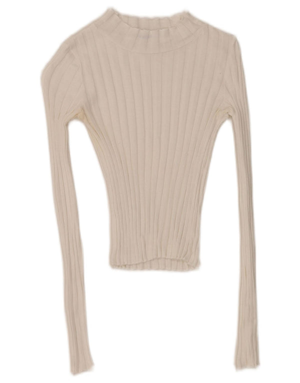 Zara Dame Trafaluc Crop Top Langærmet UK 8 Small White