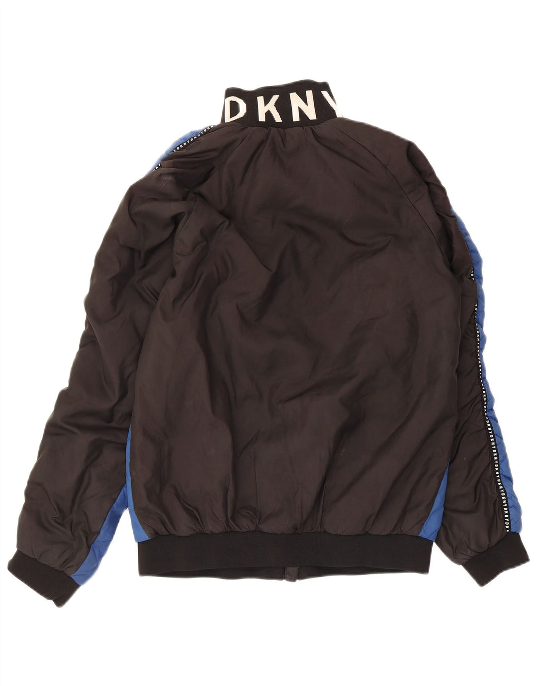 Dkny Dame grafisk quiltet jakke UK 14 Medium Blue Colourblock Polyester