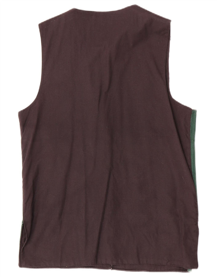 Vintage Dame Gilet UK 16 Stor flerfarvet stribet bomuld