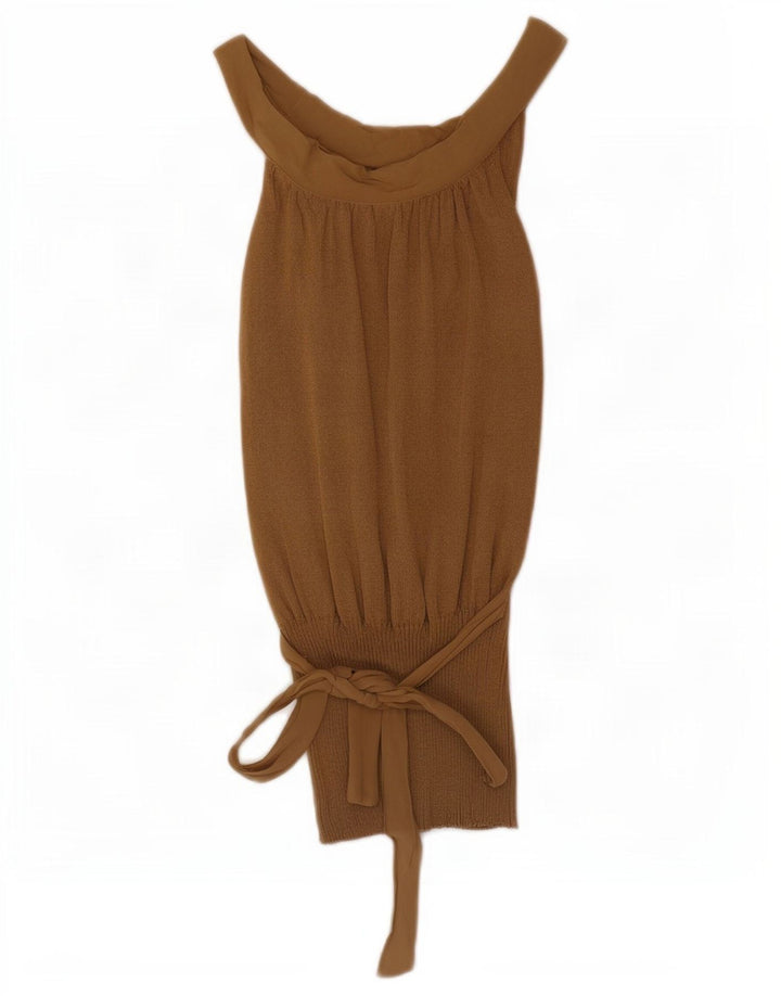 Massimo Dutti Dame Off Shoulder Top UK 14 Stor brun viskose