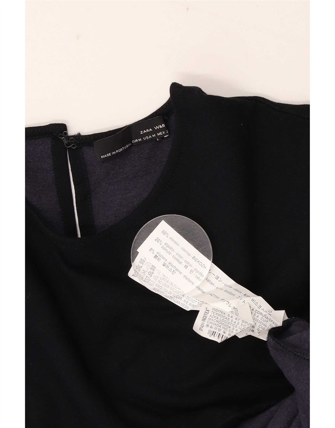 Zara Dame 3/4 ærmer Shift Dress UK 12 Medium Navy Blue Viscose