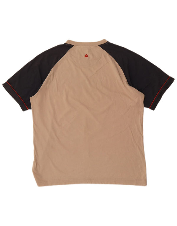 Invicta Herre grafisk T-shirt Top Stor Beige Colourblock Bomuld