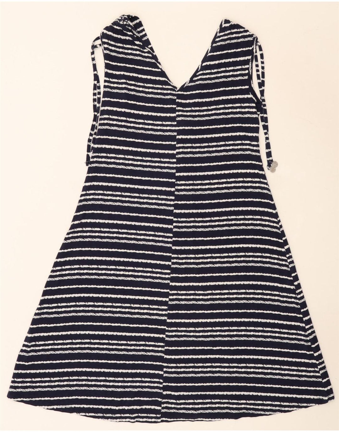 Marks & Spencer Dame A-Line Kjole UK 10 Small Navy Blue Stribet
