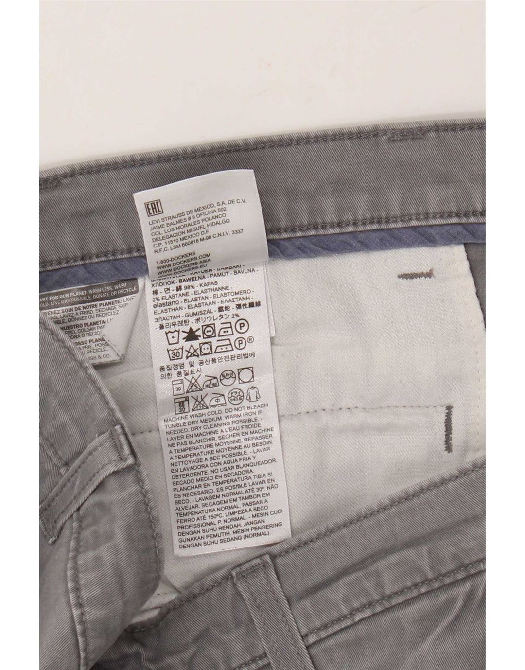Dockers Herre Slim Chino Bukser W32 L29 Grå Bomuld