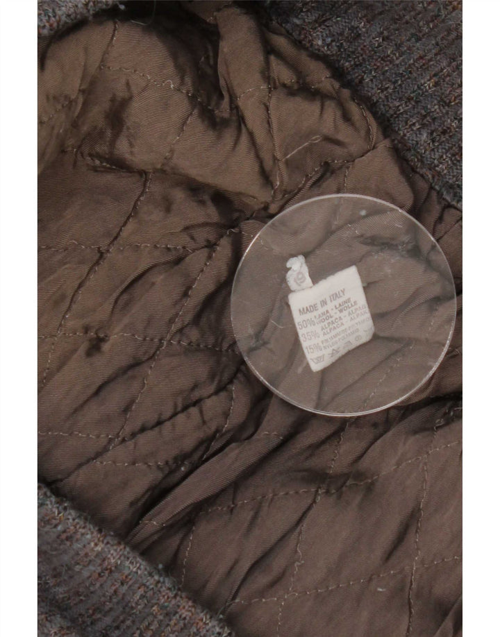 Vintage Strik Bomber Jacket UK 36 Small Grey Argyle/Diamond Wool