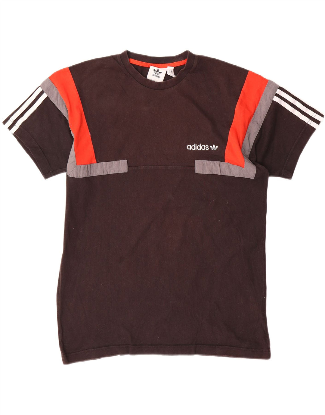 Adidas Herre T-Shirt Top Medium Sort Colourblock Bomuld
