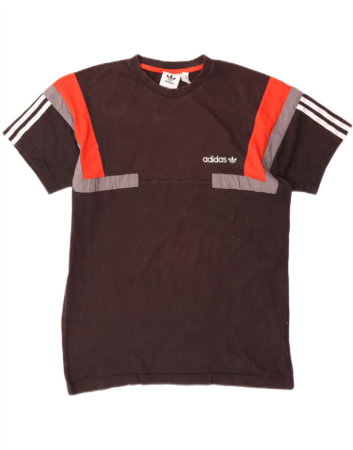Adidas Herre T-Shirt Top Medium Sort Colourblock Bomuld