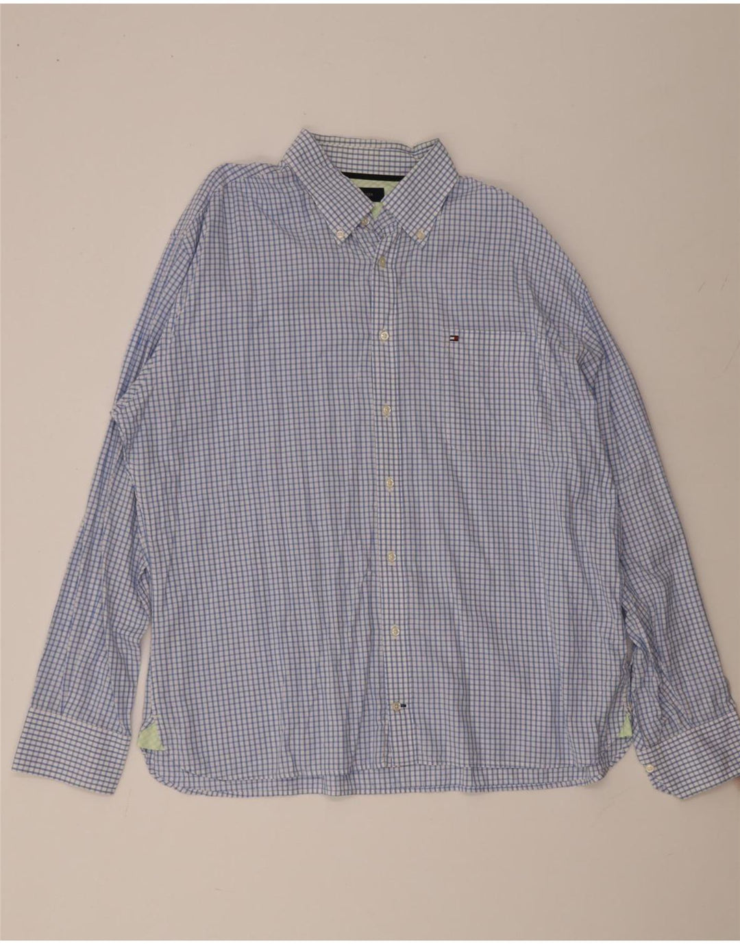 Tommy Hilfiger herreskjorte 2XL blå ternet bomuld