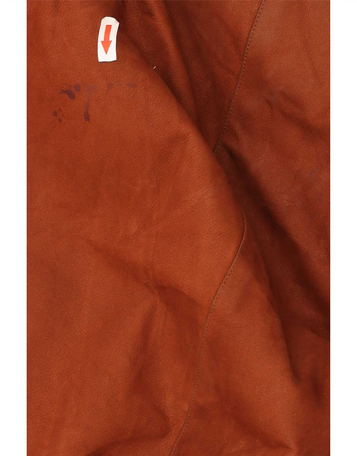 Vintage læderfrakke til kvinder UK 20 2XL Brun