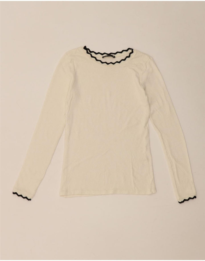 Zara Womens Crop Top Langærmet UK 8 Small White