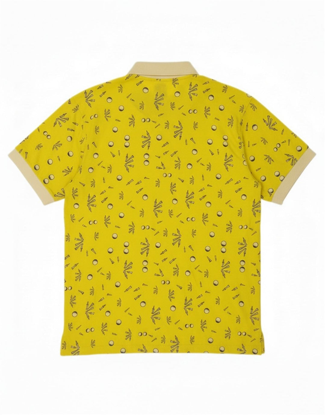 GIANFRANCO FERRE Mens Abstract Pattern Polo Shirt IT 50 Medium Yellow