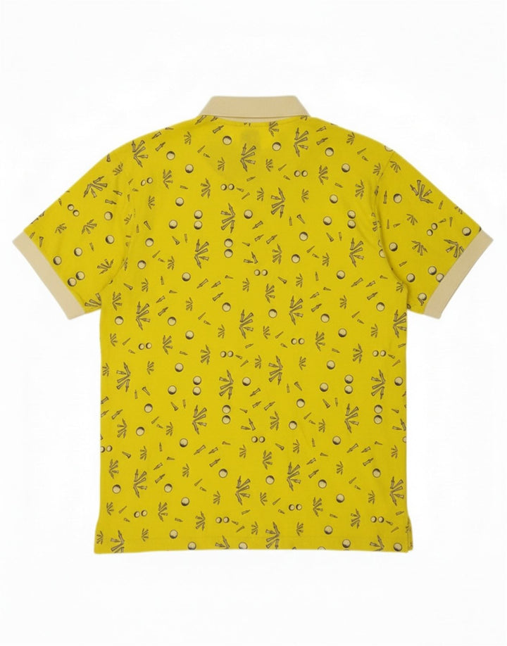 GIANFRANCO FERRE Mens Abstract Pattern Polo Shirt IT 50 Medium Yellow