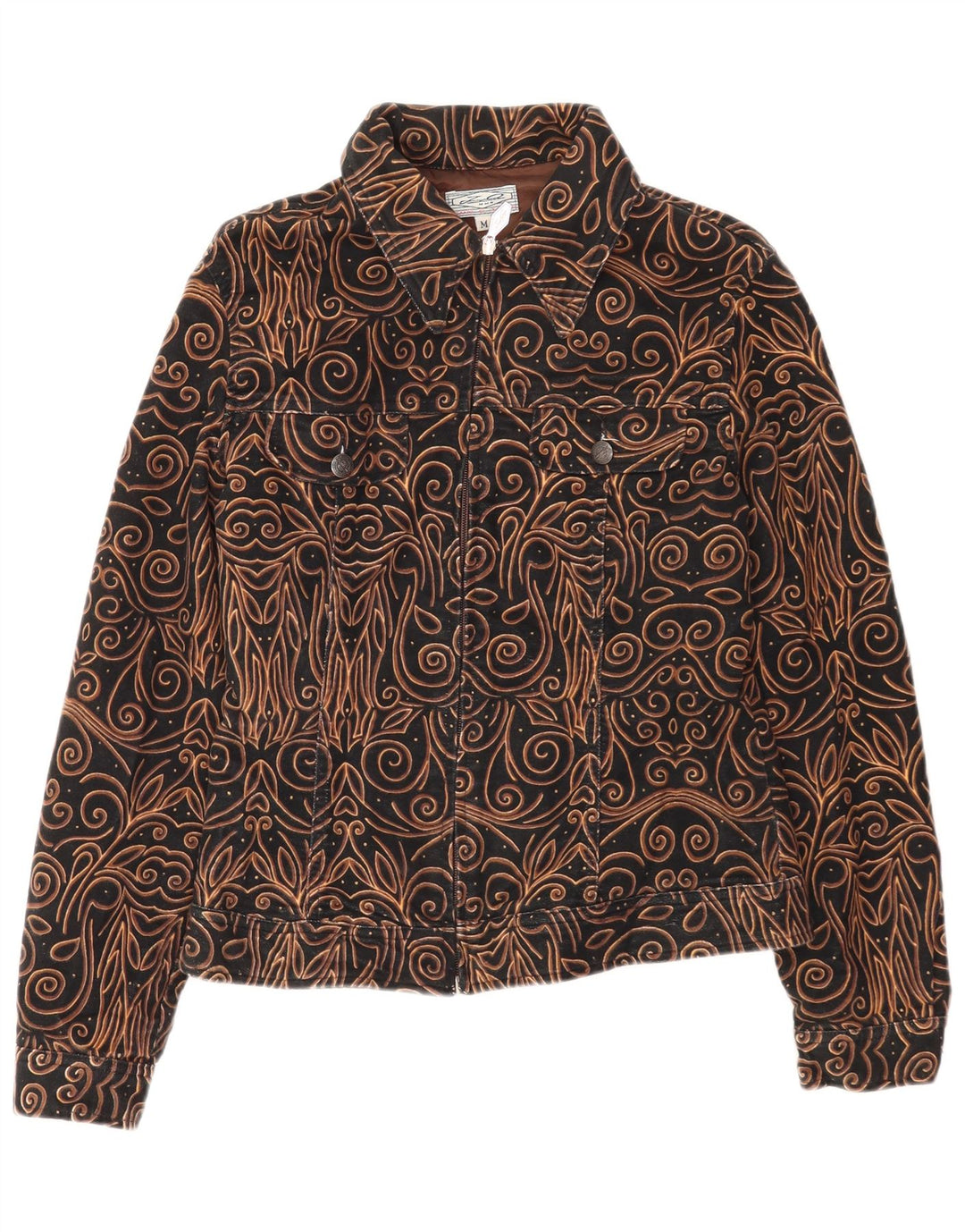 Vintage Kvinder Utility Jacket UK 14 Medium Black Paisley