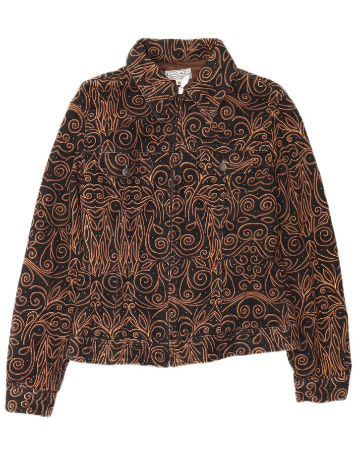 Vintage Kvinder Utility Jacket UK 14 Medium Black Paisley