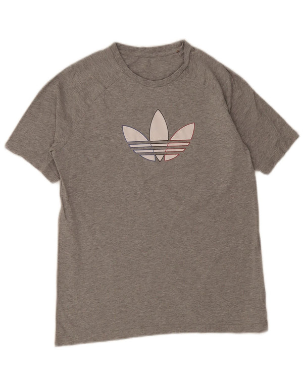 Adidas Dame Grafisk T-Shirt Top UK 10 Lille Grå Bomuld