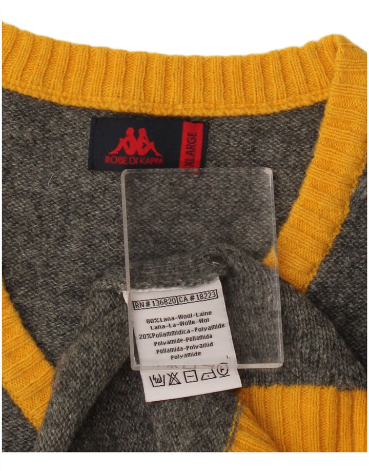 Kappa Herre V-hals sweater XL Grå Colourblock Uld