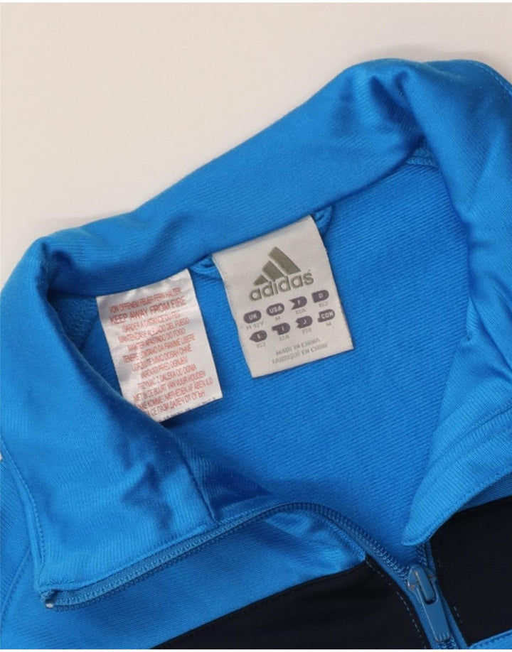 ADIDAS Boys Tracksuit Top Jacket 11-12 Years Blue Colourblock Polyester Vintage Adidas and Second-Hand Adidas from Messina Hembry 