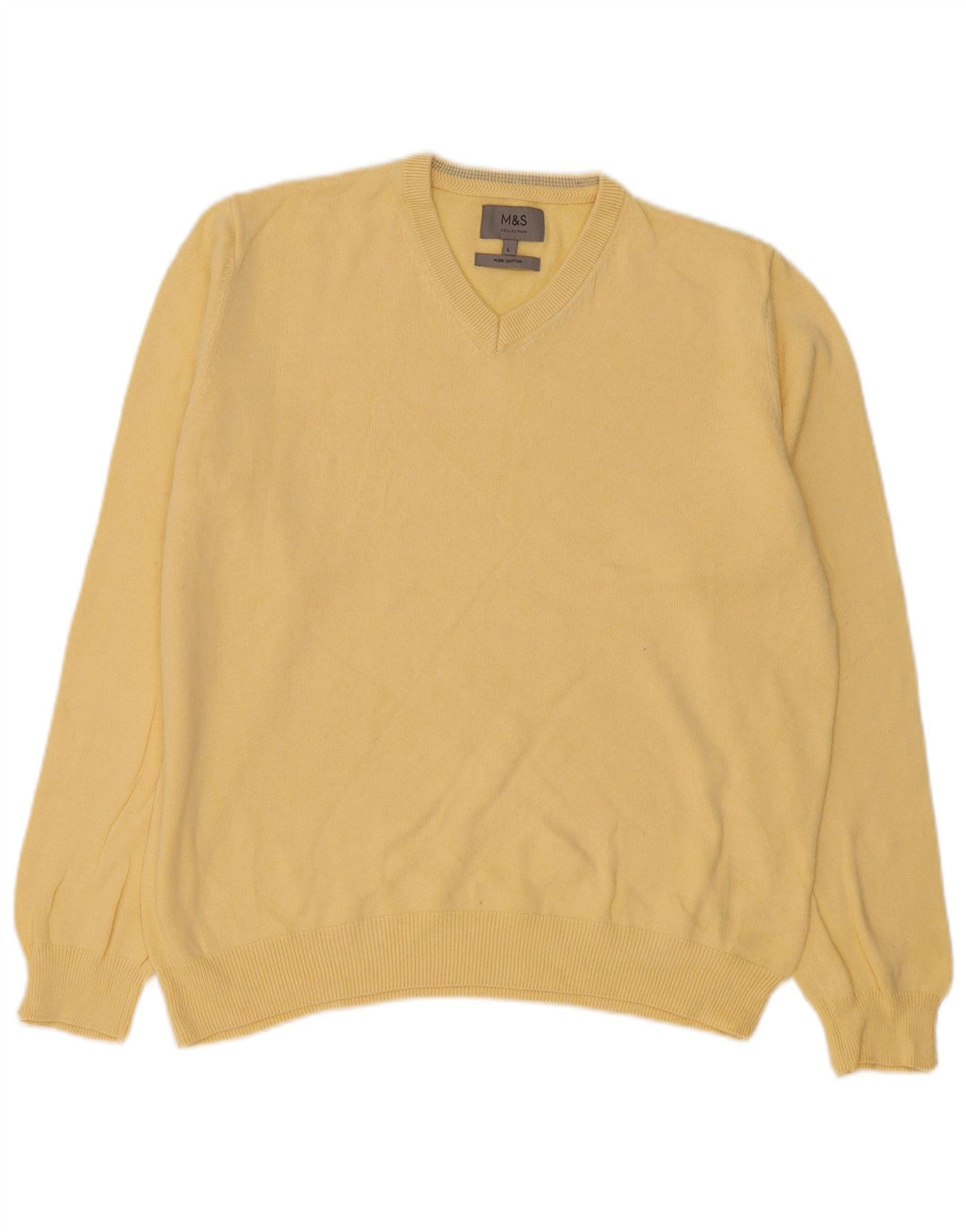 Marks & Spencer Herre V-hals sweater Stor gul bomuld